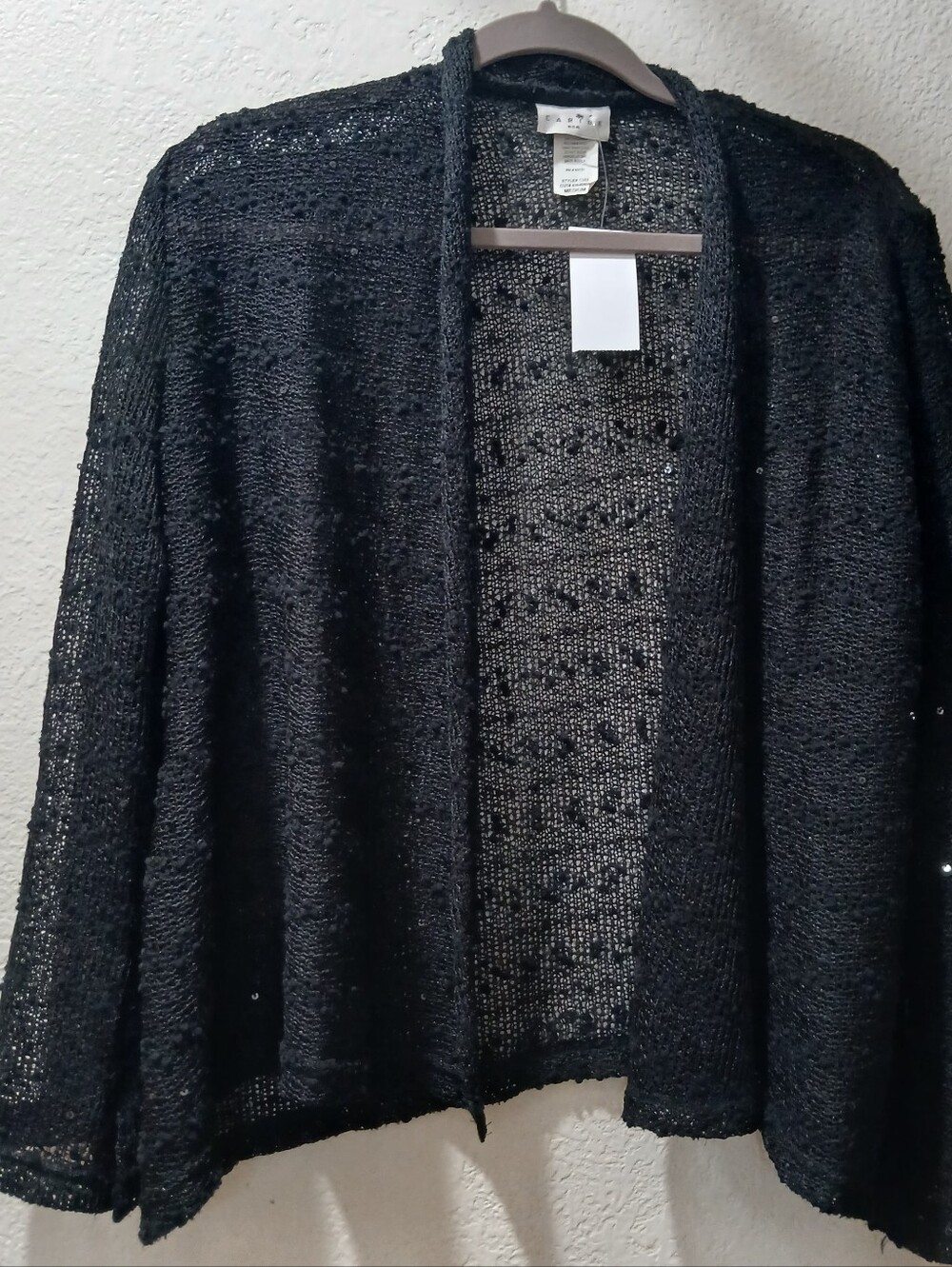 New Caribe  usa size M Open-Front Black Women's Sweater Cardigan
